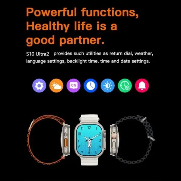 S10 Ultra 2 Smart Watch Titanium Black Orange Blue