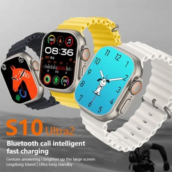 S10 Ultra 2 Smart Watch Titanium Black Orange Blue