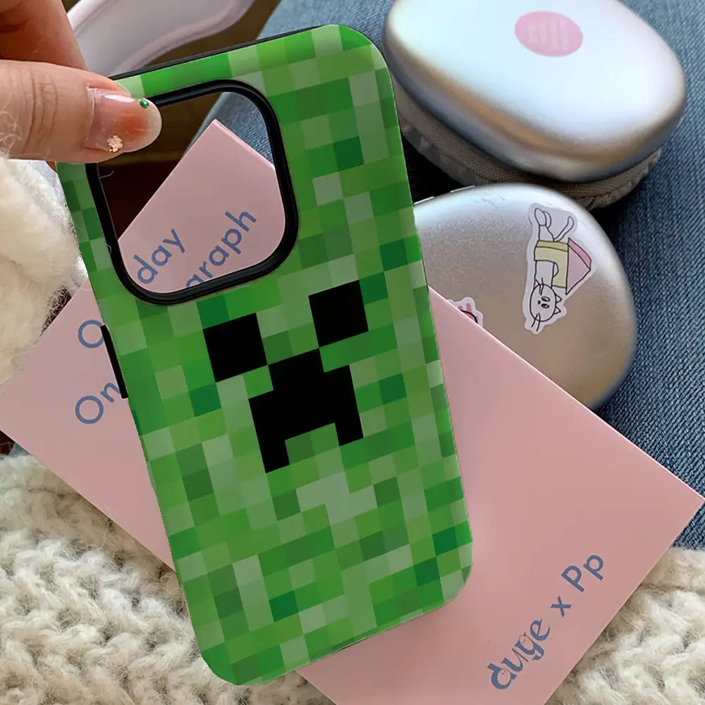 Green Creeper Pixel Phone Case for iPhone 16 Pro