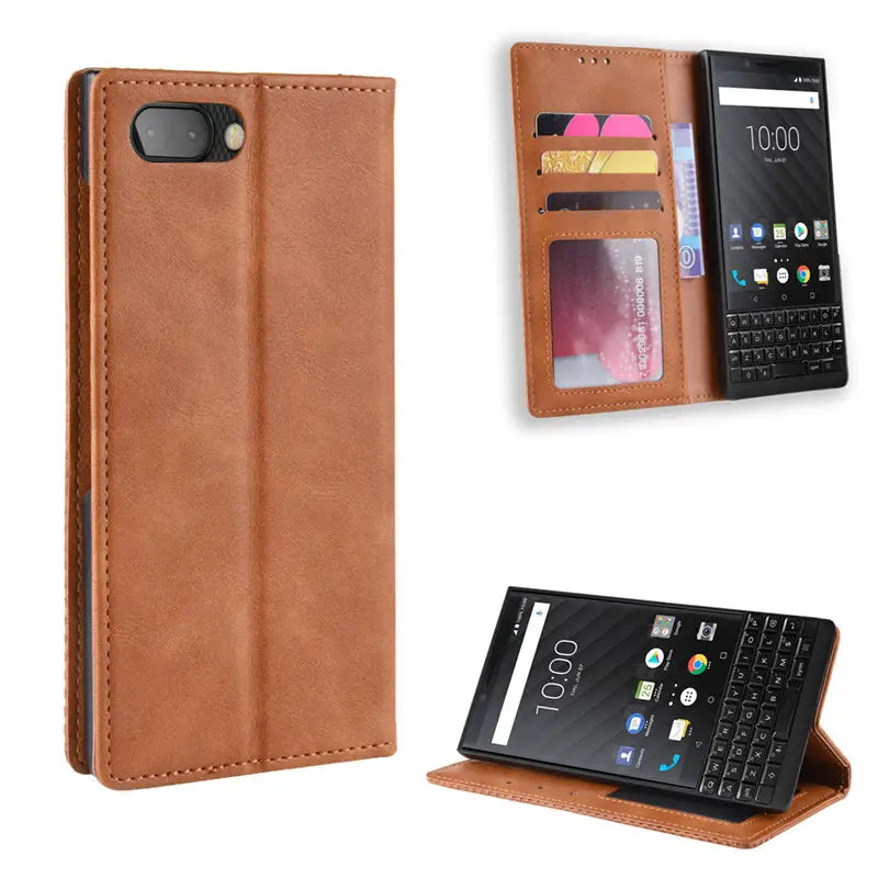 BlackBerry Key2 Leather Flip Case Premium Multi Color