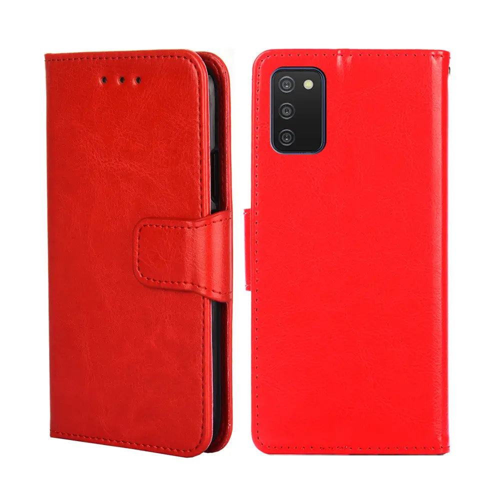 Red Leather Wallet Phone Case for Samsung with Stand & Card Slots