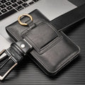Black Leather Waist Bag for iPhone 12/11 Pro Max
