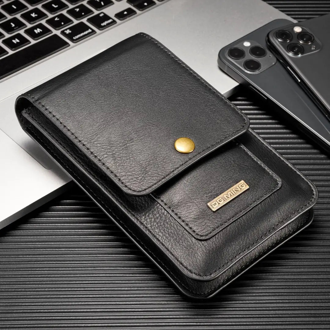 Black Leather Waist Bag for iPhone 12/11 Pro Max