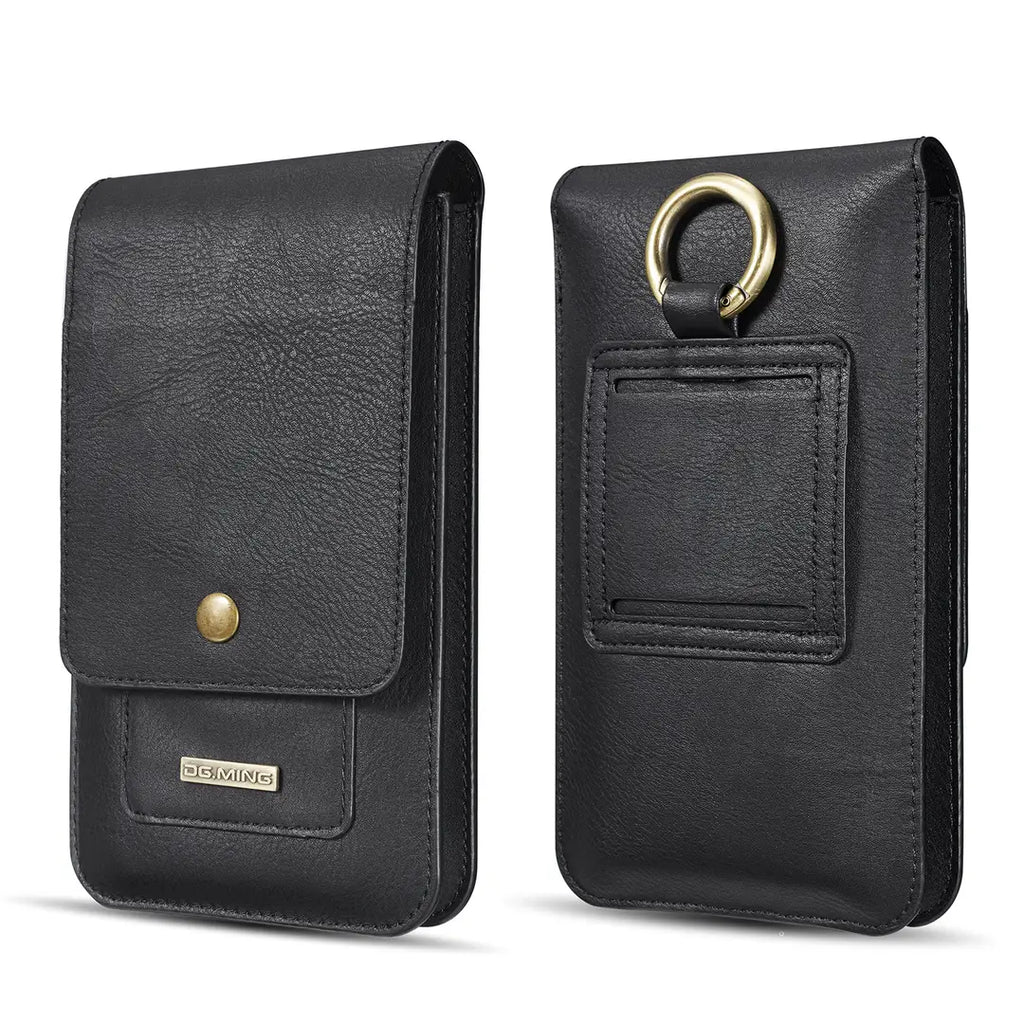 Black Leather Waist Bag for iPhone 12/11 Pro Max