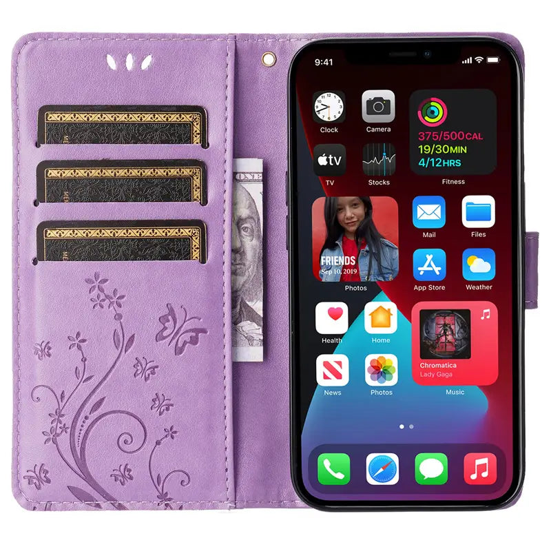 Butterfly Embossed Flip Leather Case for iPhone 17 Pro Max
