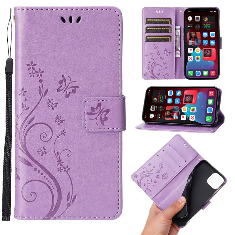 Butterfly Embossed Flip Leather Case for iPhone 17 Pro Max