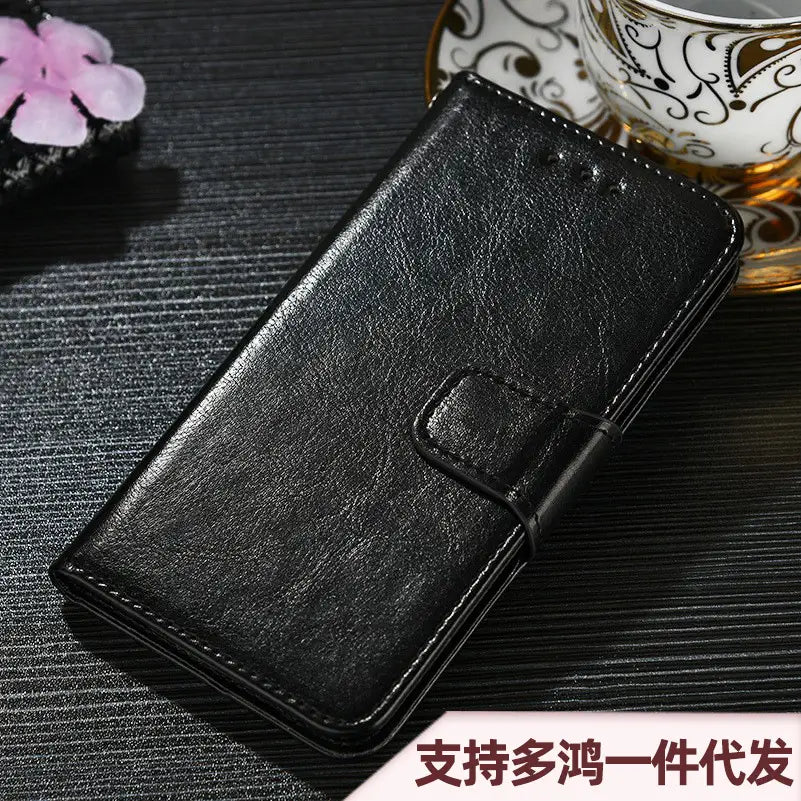Premium Black Leather Flip Case for iPhone 17 Pro, 16 Pro Max, 14, 13