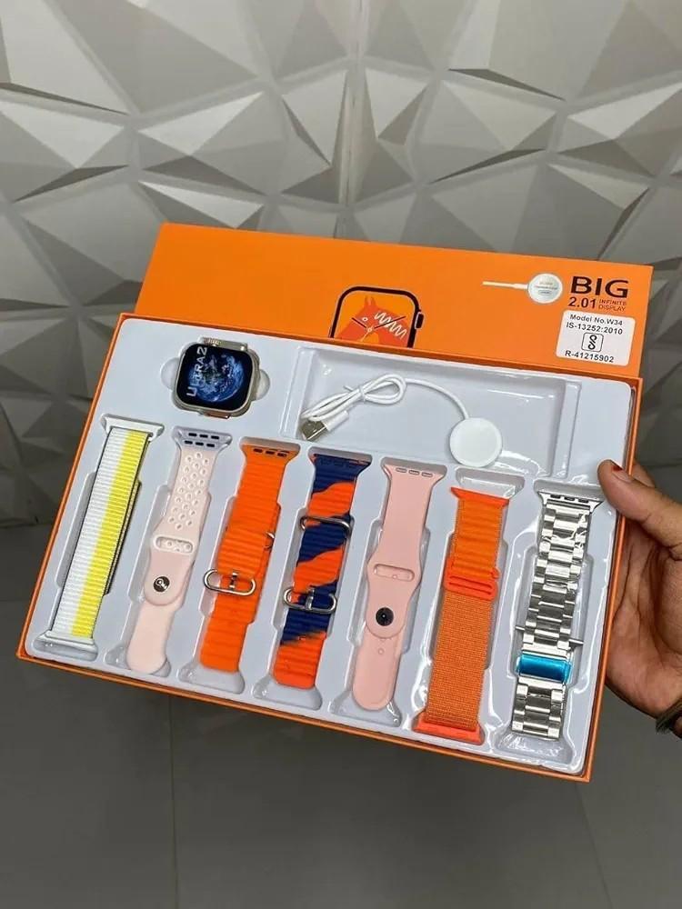 Ultra Smart Watch with 7 Colorful Straps & Wireless Charger