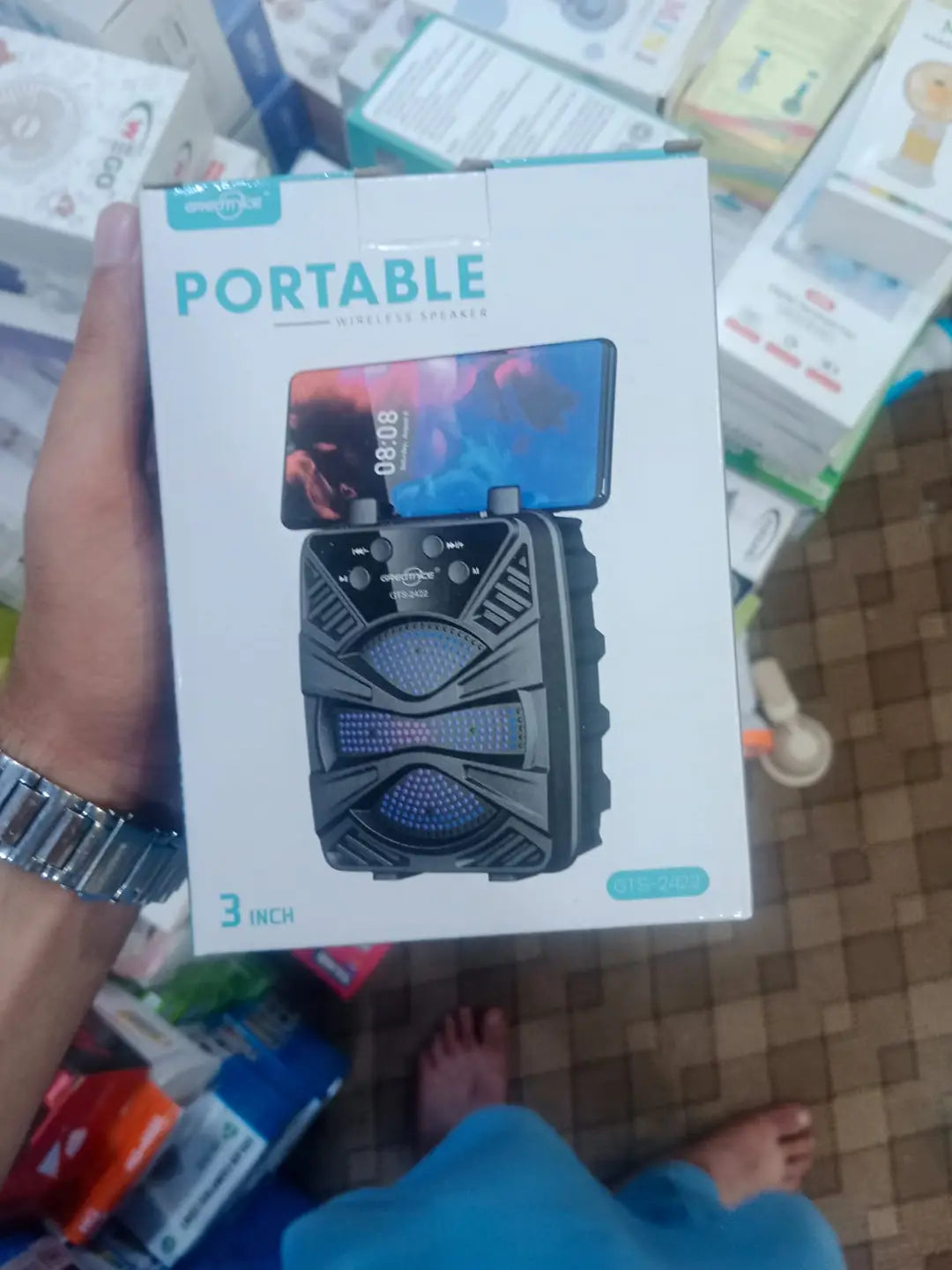 GTS-2422 3-Inch Portable Wireless Bluetooth Speaker with Built-In Phone Holder