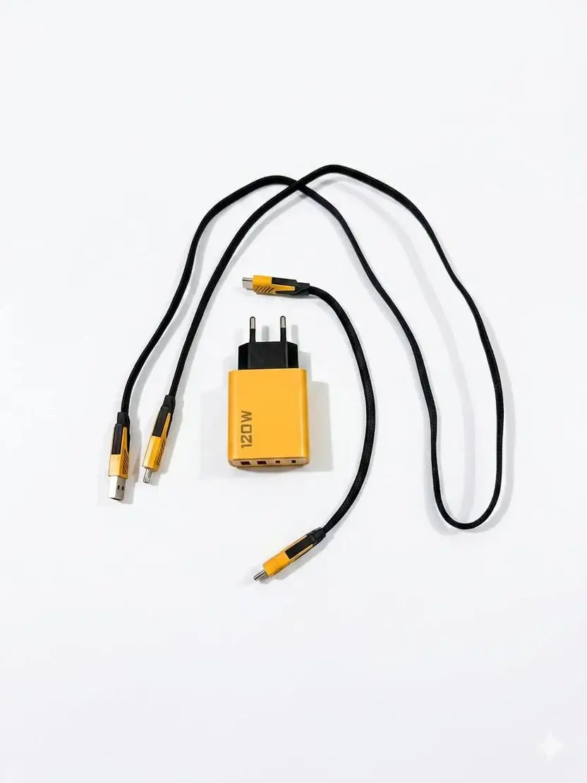 120W GaN Super Fast Duo Charger (Type-C + USB-A) Super Fast Charger With Fast Cable