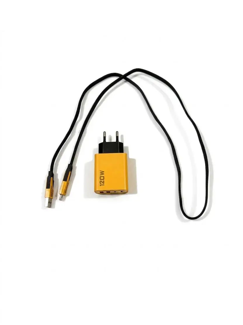 120W GaN Super Fast Duo Charger (Type-C + USB-A) Super Fast Charger With Fast Cable