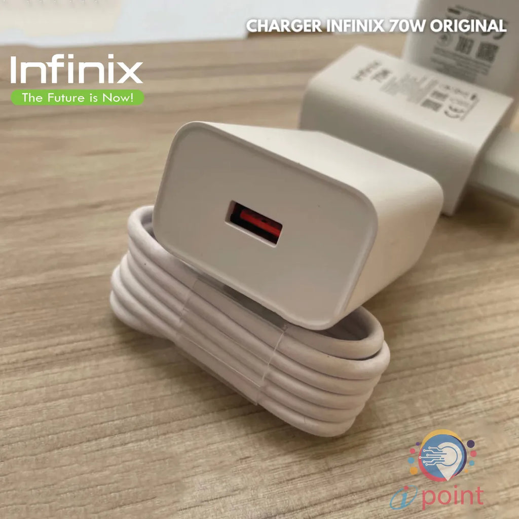 70W Fast Charger For Infinix Phones – Type-C Power Adapter with USB Cable