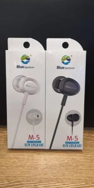 Blue Spectrum M5 Black Handsfree | High-Quality Stereo Earphones with Deep Bass | High-Quality Wired Headphones for All Mobile Phones
