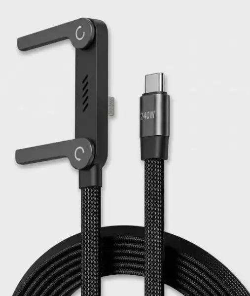 240W USB-C to USB-C Fast 1.5 Meter Charging Cable with Foldable Phone Holder