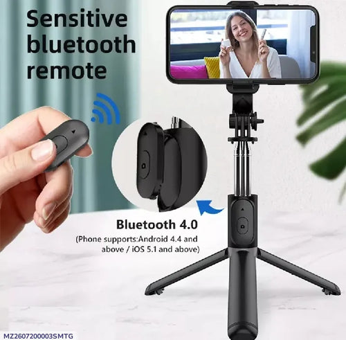 4 In 1 Selfie Stick Tripod With Bluetooth Connectivity Remote