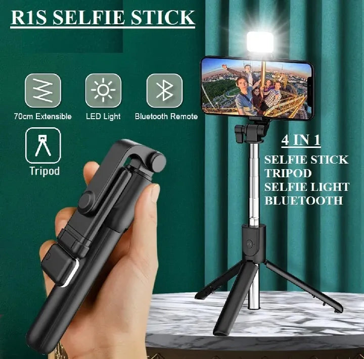 4 In 1 Selfie Stick Tripod With Bluetooth Connectivity Remote
