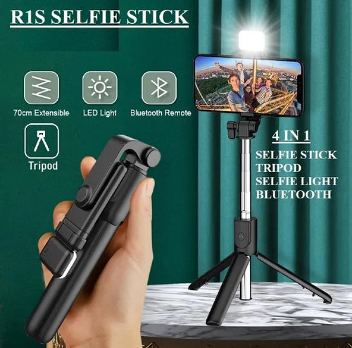 4 In 1 Selfie Stick Tripod With Bluetooth Connectivity Remote