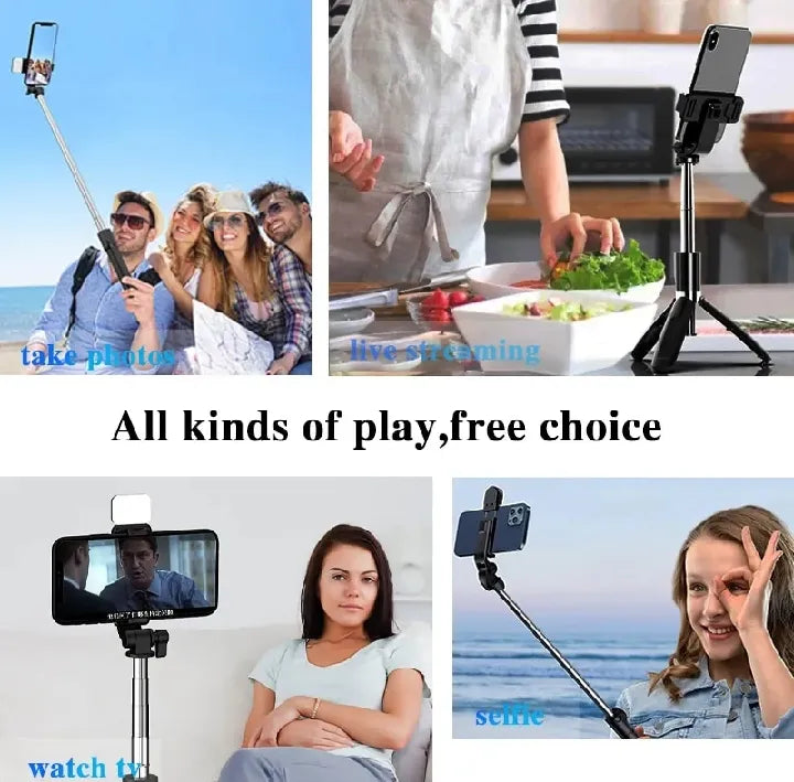 4 In 1 Selfie Stick Tripod With Bluetooth Connectivity Remote