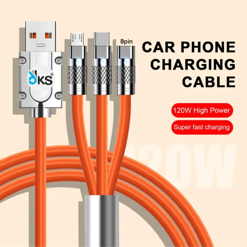 3 in 1 Universal Charging Cable | Multi USB Cord for Type C & Micro USB And Lightning Cable | Durable Charging Wire 100% Pure Copper Wire Heavy Duty Quick Charge Data Cable for All Smart Phones & Tablets