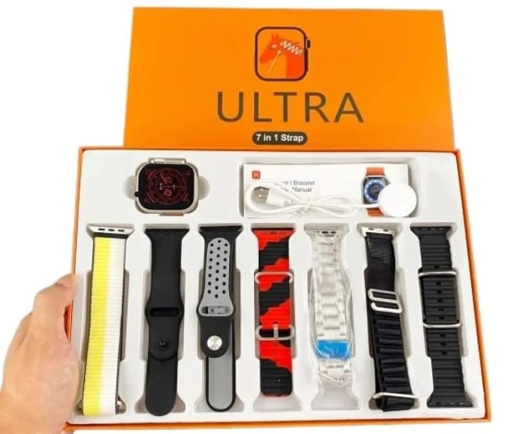 7 in 1 Ultra Smart Watch Black Water Resistant