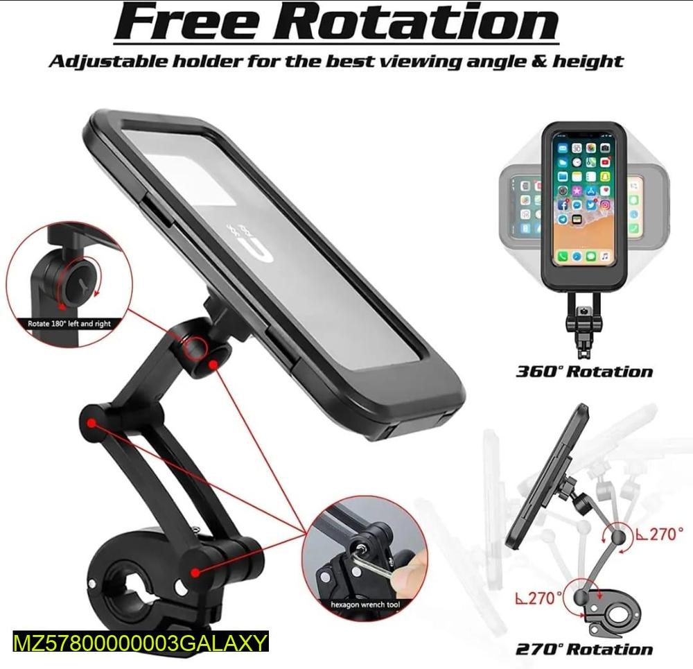 360 Degree Rotating Phone Holder Black TPU Motorcycle Stand