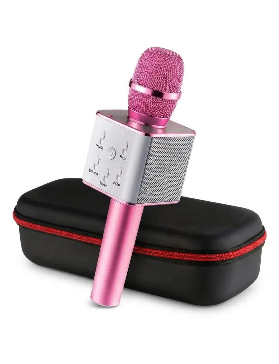 Wireless Electric Singing Mike Handheld Multi-Function Bluetooth Karaoke Mic with Microphone Speaker for All Smart Phones