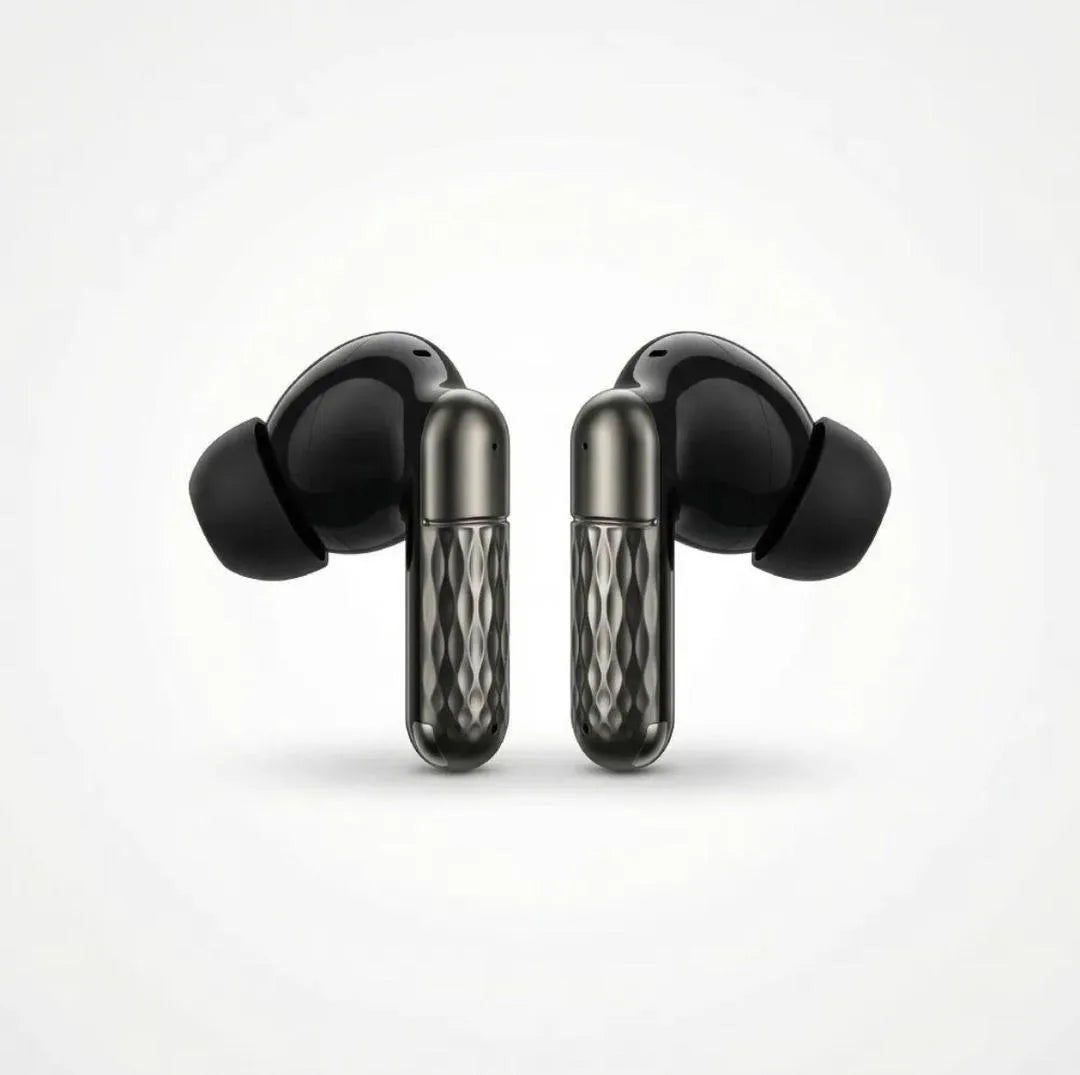 TWS Wireless Earbuds Yellow Black Battery Charging